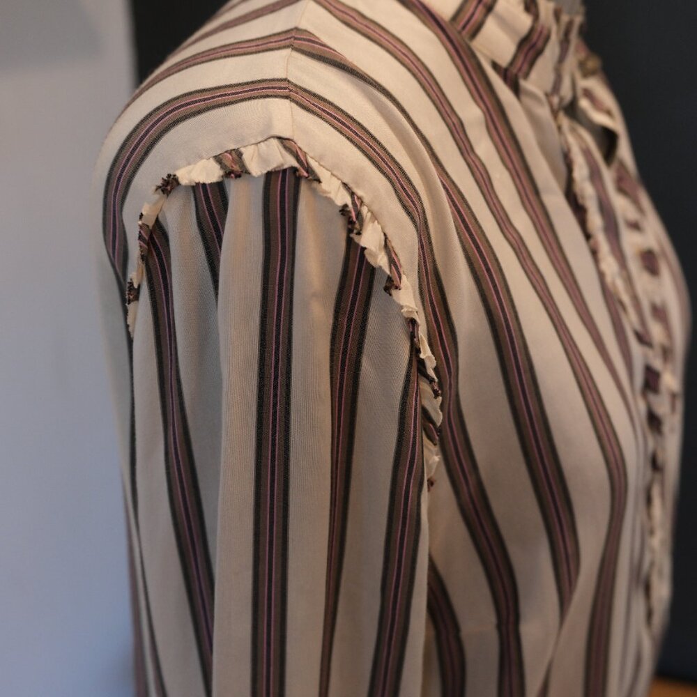 Maliparmi striped silk long sleeve blouse with ruffles - Picture 4 of 7